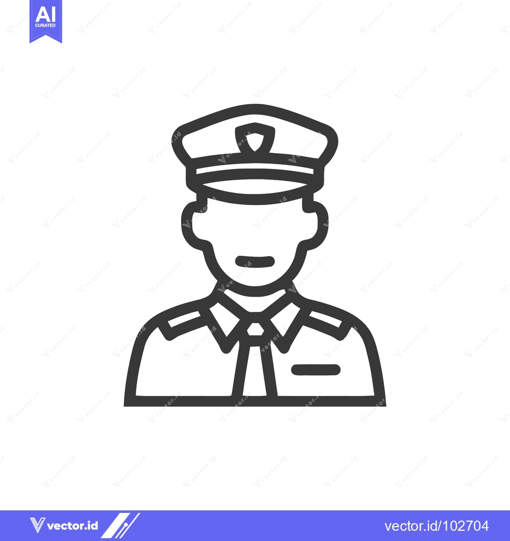 Premium Vector of Minimalist Line Icon of Uniformed Officer: Police, Security, or Milita