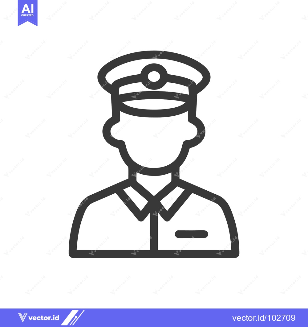Premium Vector dari Minimalist Line Icon of a Uniformed Professional: Pilot, Captain, or O