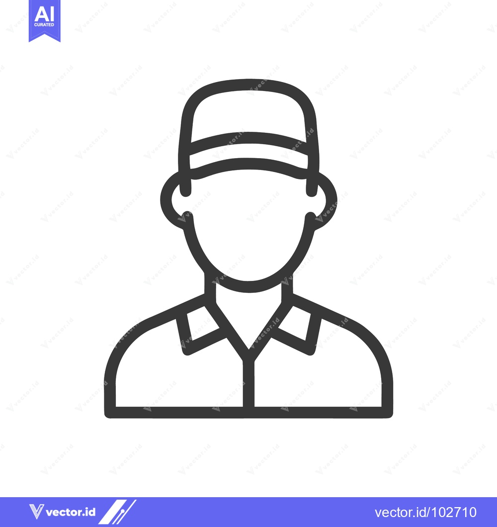 Premium Vector dari Minimalist Line Art Icon of Service Staff with Cap on White Background