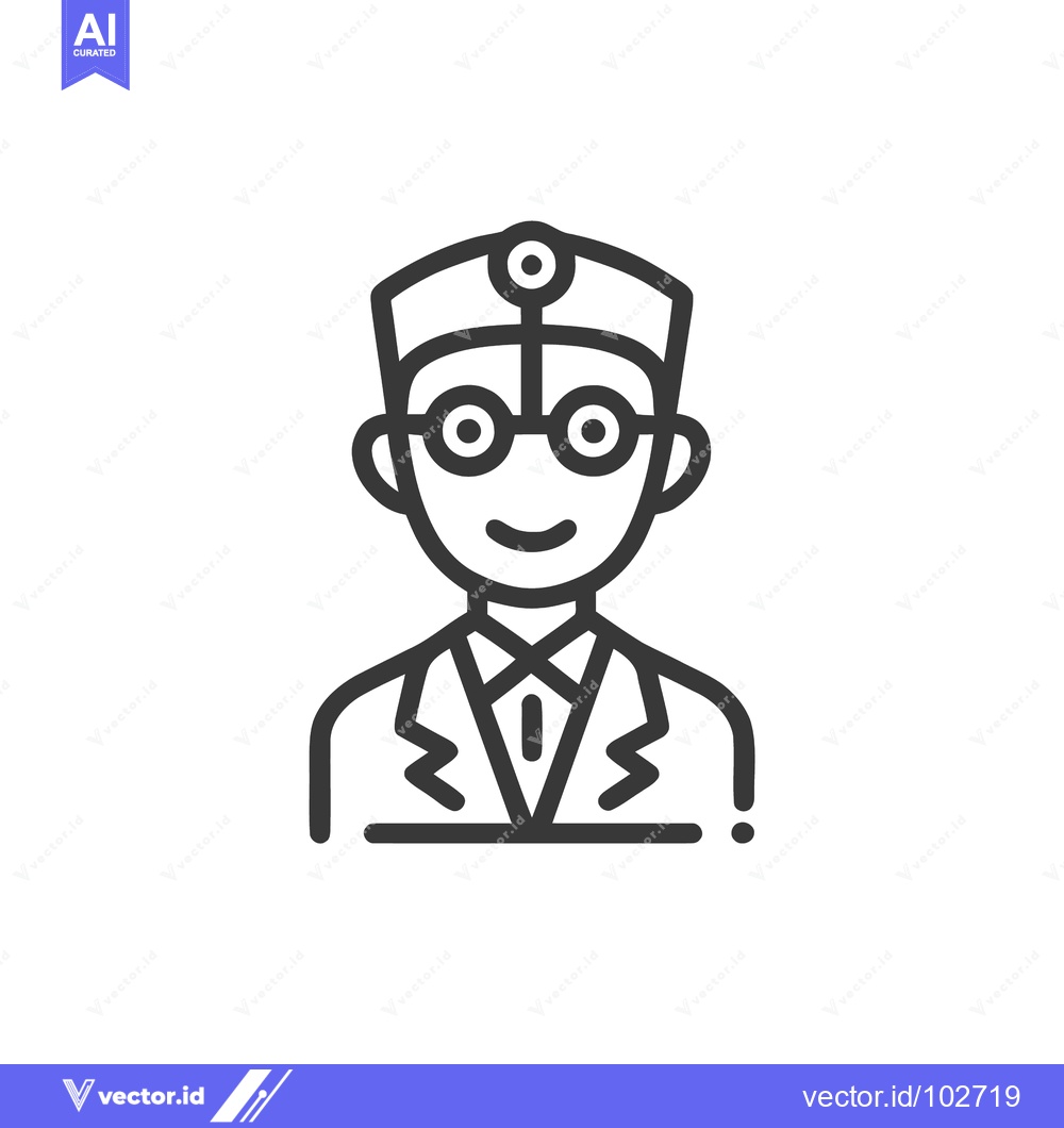 Premium Vector dari Smiling Line Art Doctor Avatar Icon with Glasses and Surgical Cap