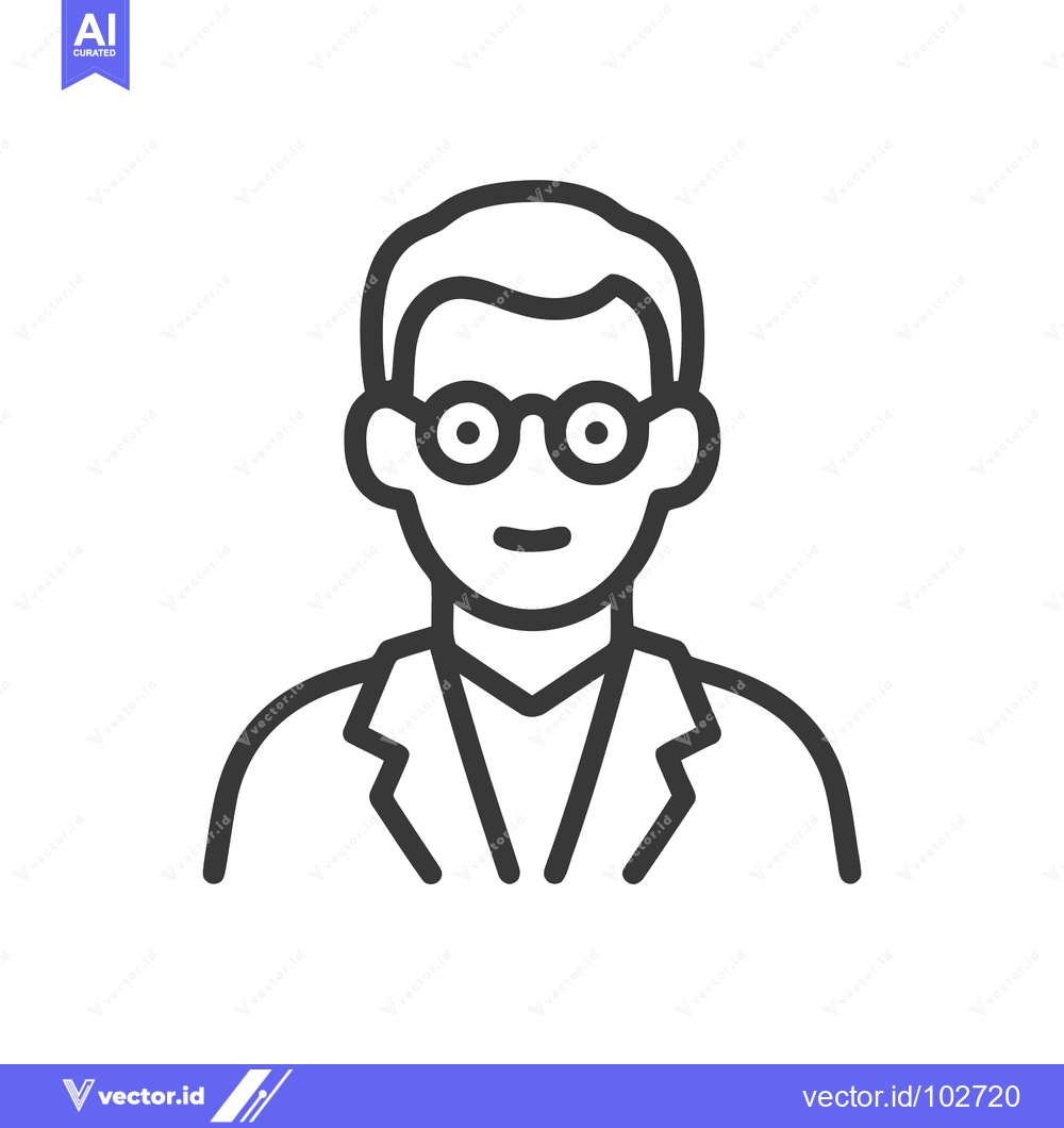 Premium Vector dari Clean Vector Outline Icon of Intelligent Person with Round Glasses, Id