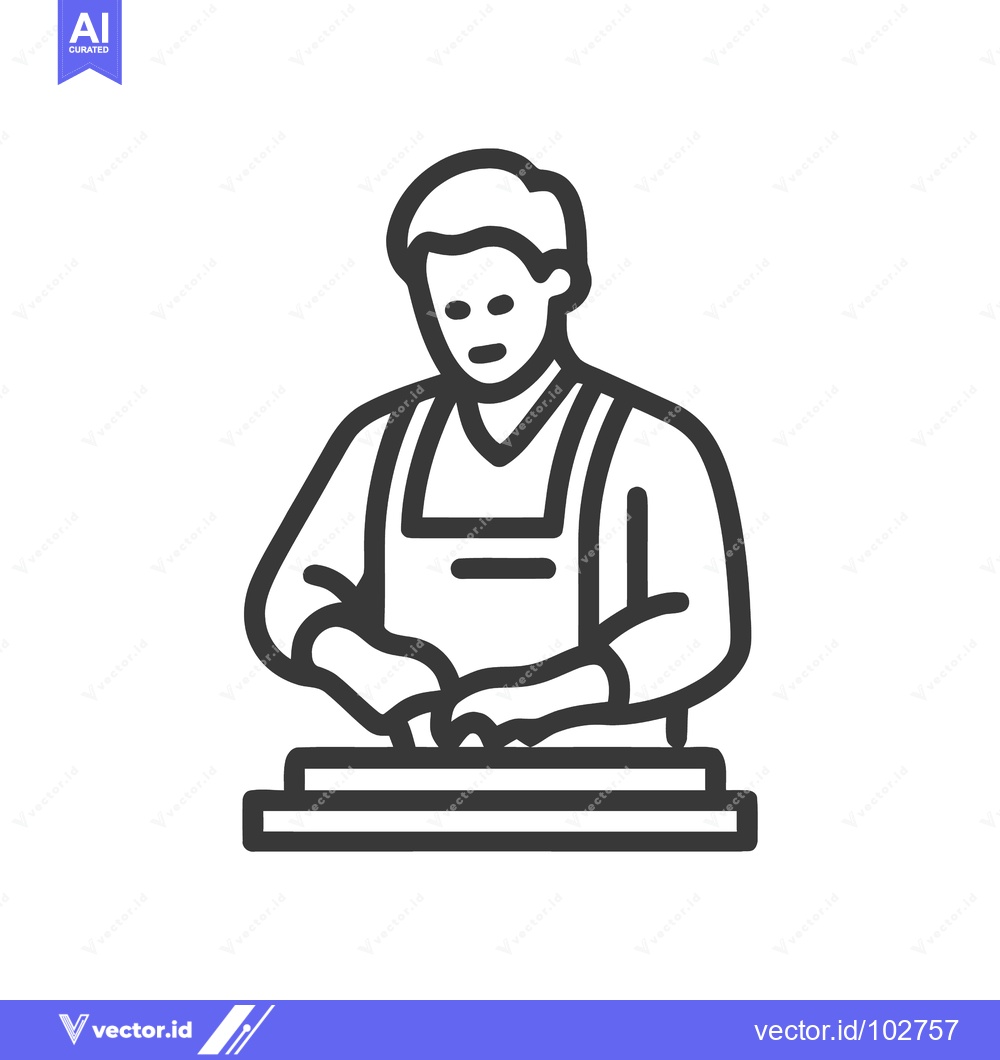 Premium Vector dari Clean Line Art Icon of a Person in Apron Performing Manual Task or Cra