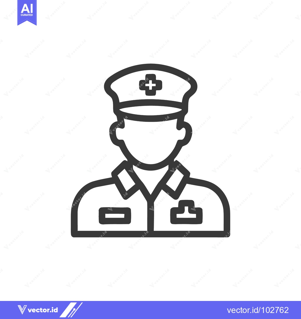 Premium Vector of Minimalist Outline Icon of Medical Professional in Uniform with Cross