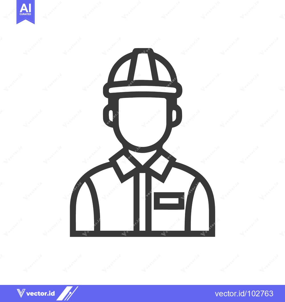 Premium Vector dari Modern Line Art Icon of a Construction Worker or Engineer Wearing a Sa