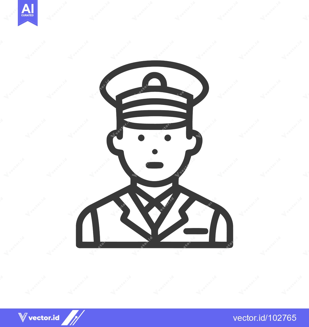 Premium Vector dari Minimalist Line Icon of a Uniformed Officer or Pilot Avatar, Clean Vec