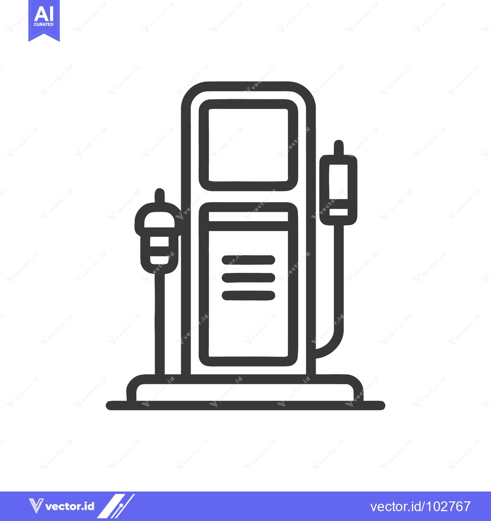 Premium Vector dari Sleek Minimalist Black Outline Gas Pump Icon on White Background, Fuel
