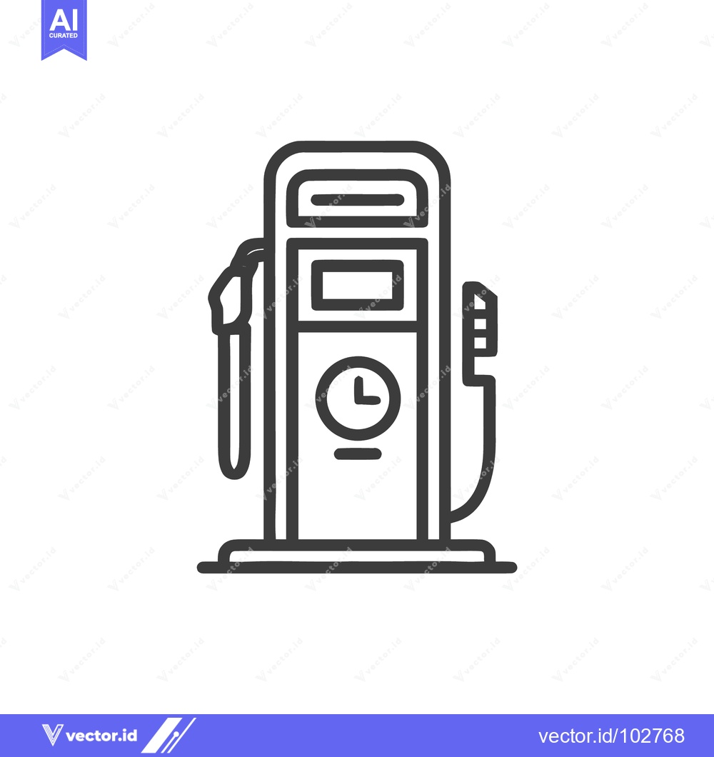 Premium Vector dari Sleek Minimalist Gas Pump Outline Icon with Integrated Clock Symbol on