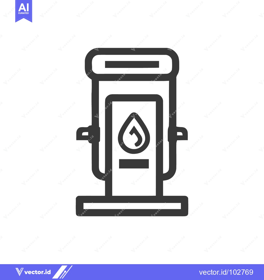 Premium Vector of Minimalist Grey Line Icon of a Fuel Pump with Drop Symbol on White Bac
