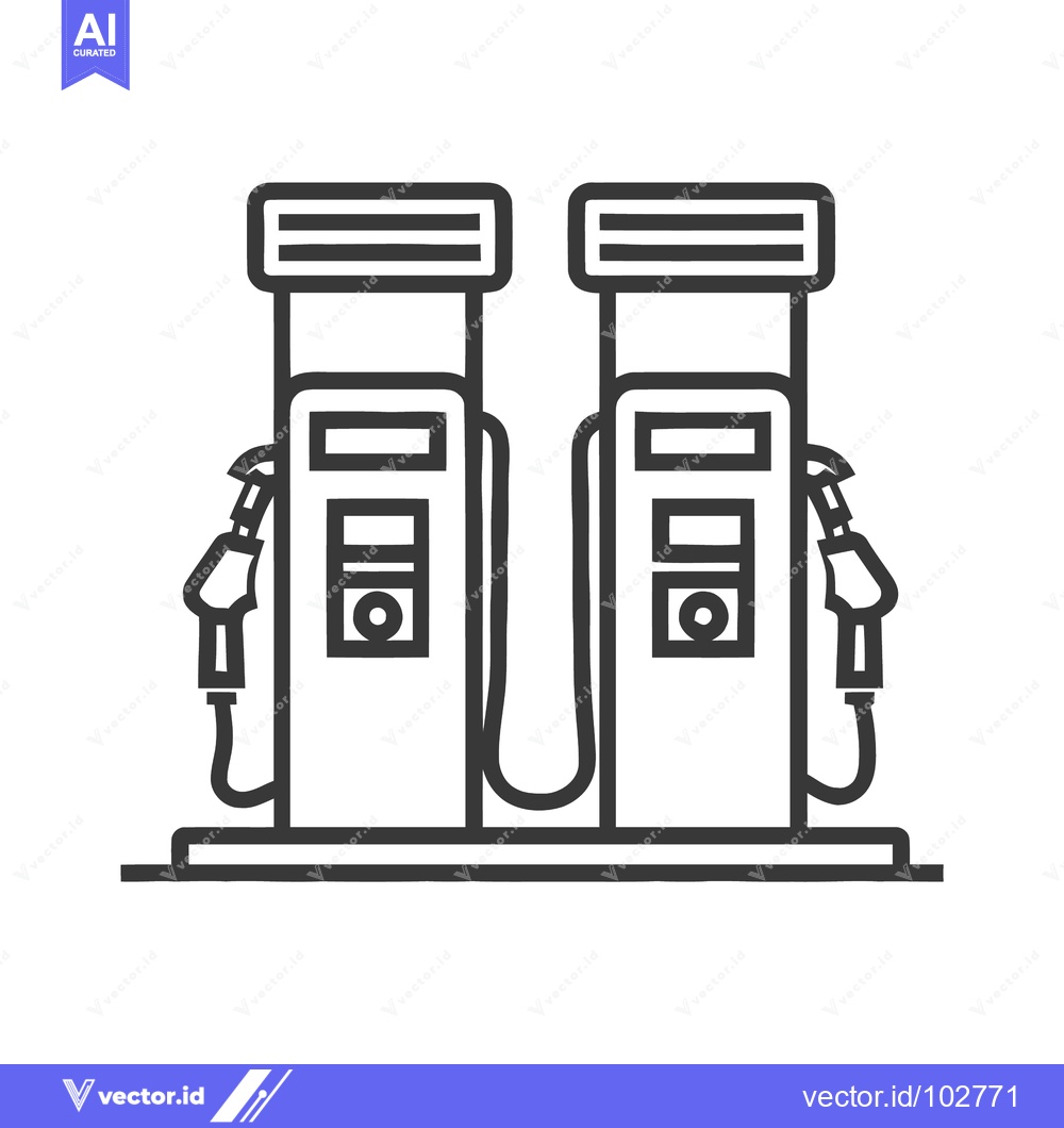 Premium Vector dari Minimalist Line Art Icon of Two Fuel Pumps for Gas Station and Energy
