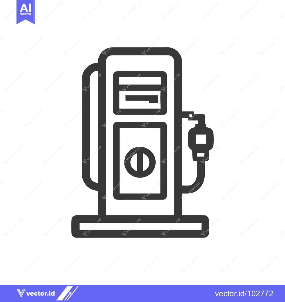 Premium Vector of Modern Gas Pump Line Icon with Hose and Nozzle, Isolated on White. Sim