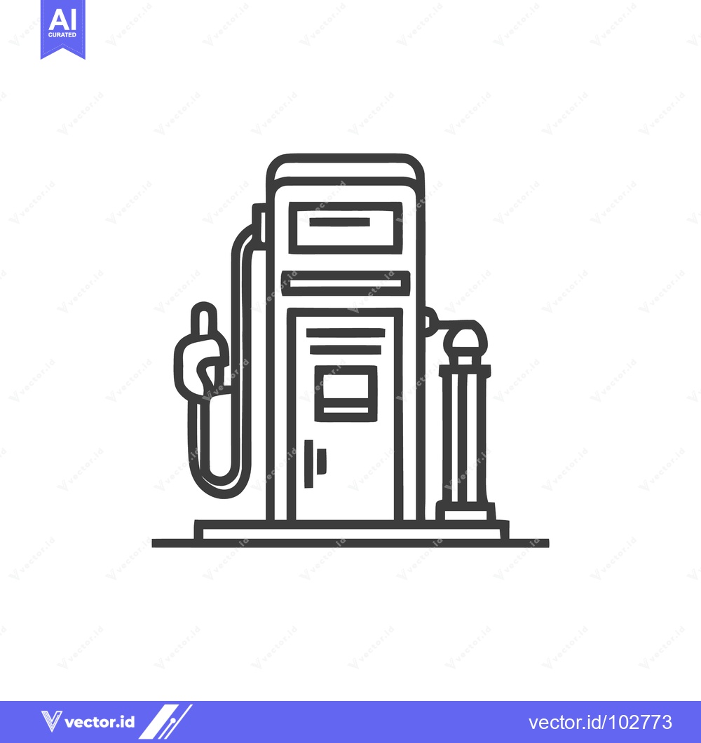 Premium Vector dari Minimalist Line Art Gas Pump Icon with Fuel Nozzle and Display, Clean