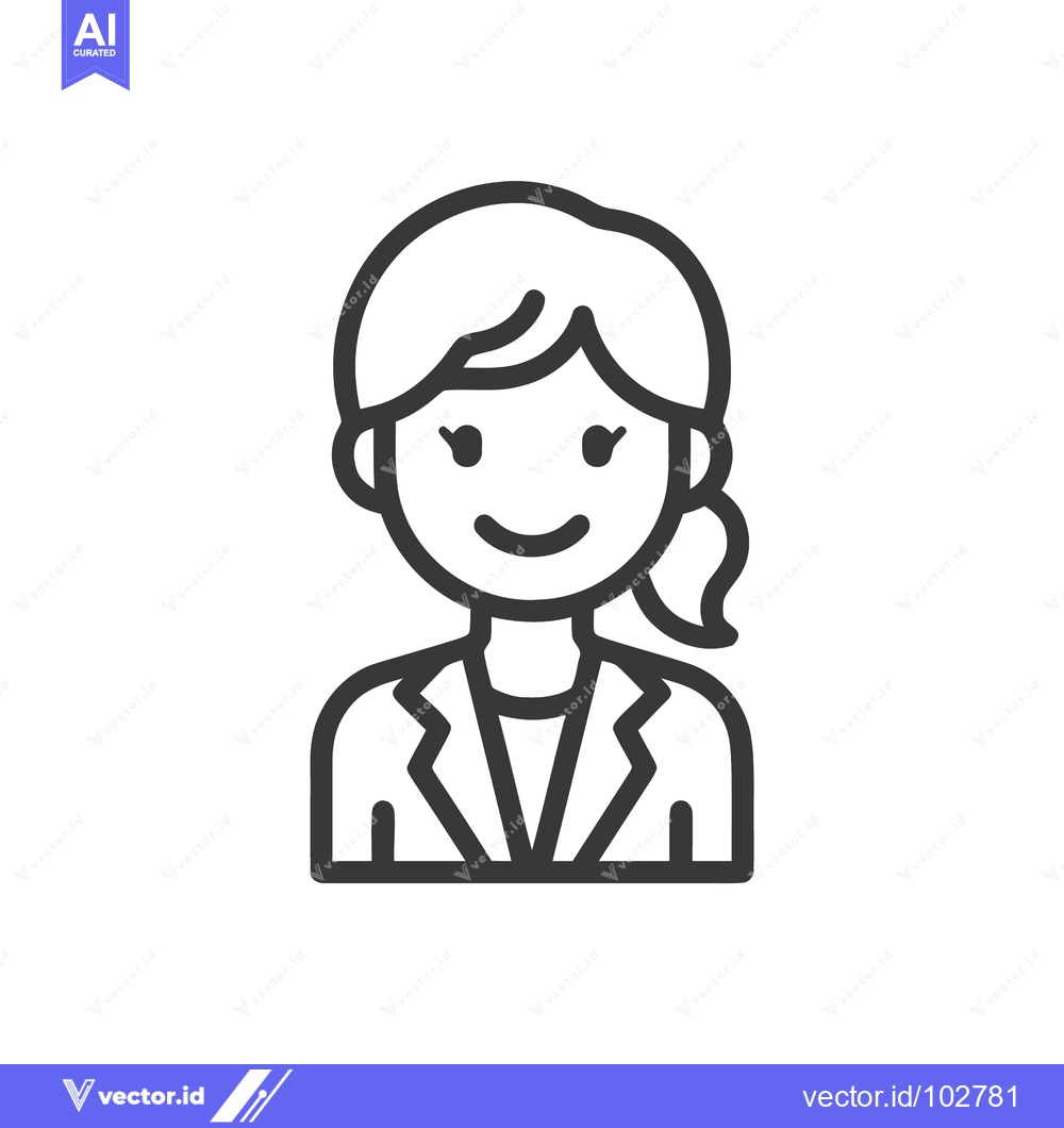 Premium Vector dari Minimalist Line Art Icon of Smiling Female Professional in Blazer, Ide