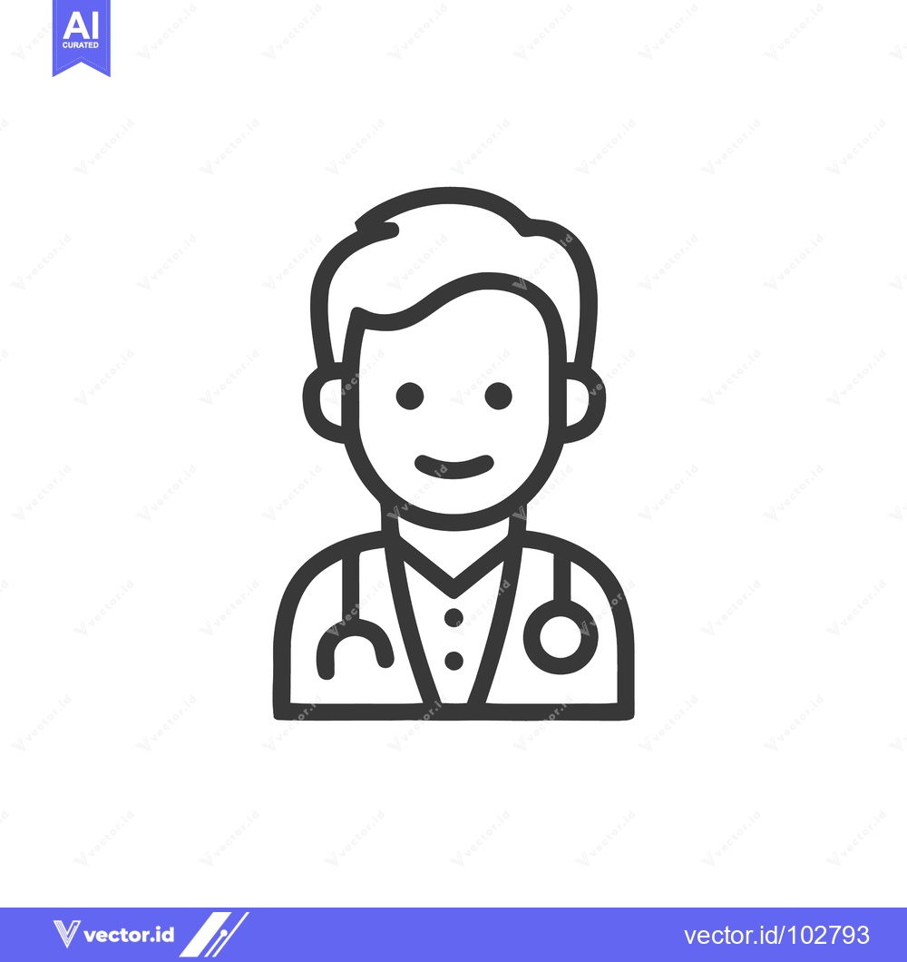 Premium Vector dari Professional Minimalist Line Art Icon of a Friendly Doctor with Stetho
