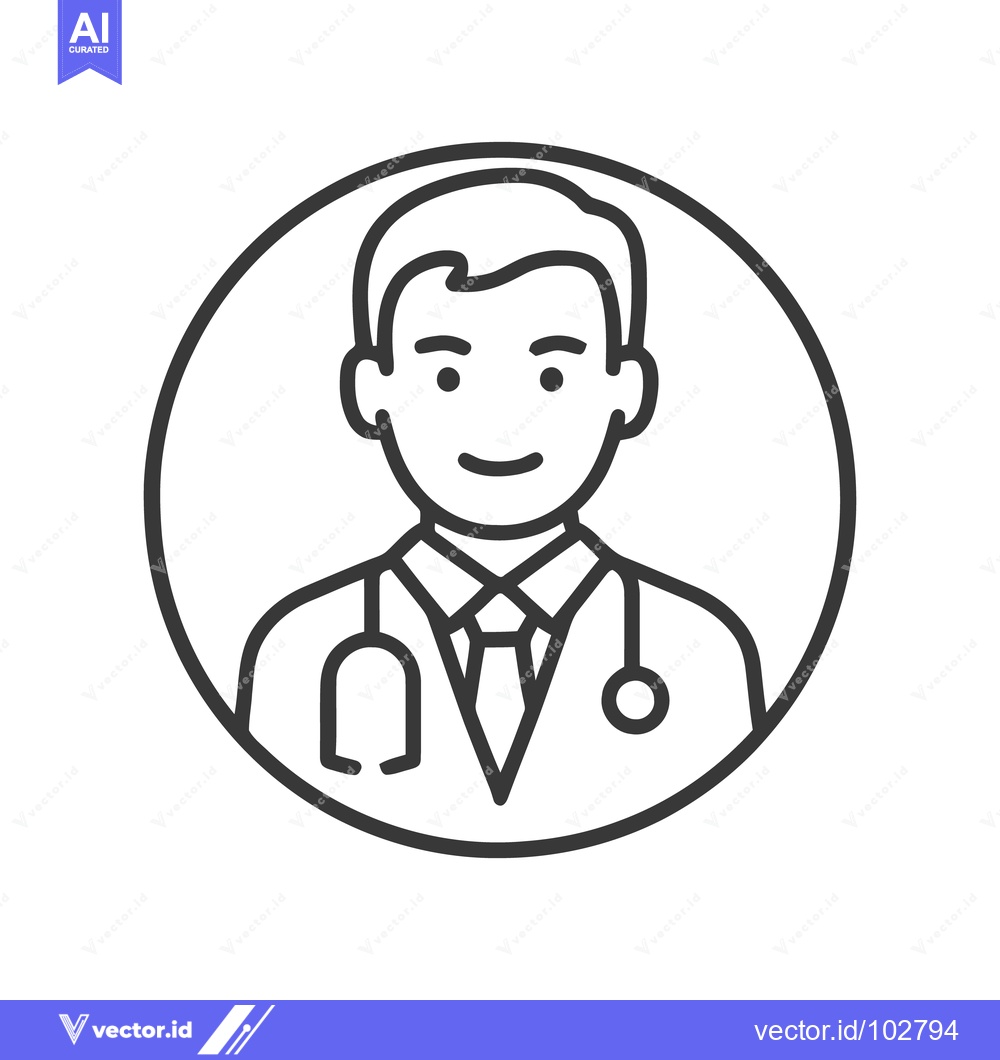 Premium Vector dari Minimalist Black and White Doctor Icon with Stethoscope and Friendly S