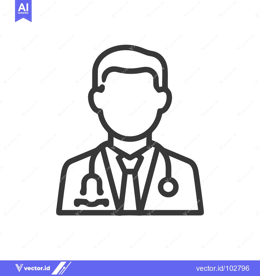 Premium Vector of Simple Doctor Icon: Male Healthcare Professional Avatar with Stethosco