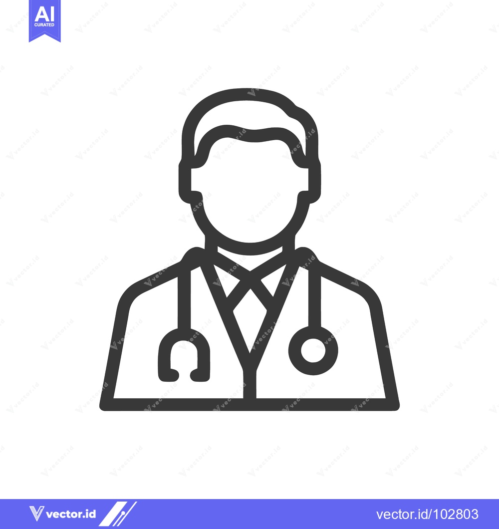Premium Vector dari Clean Line Art Doctor Icon with Stethoscope, Healthcare Professional S
