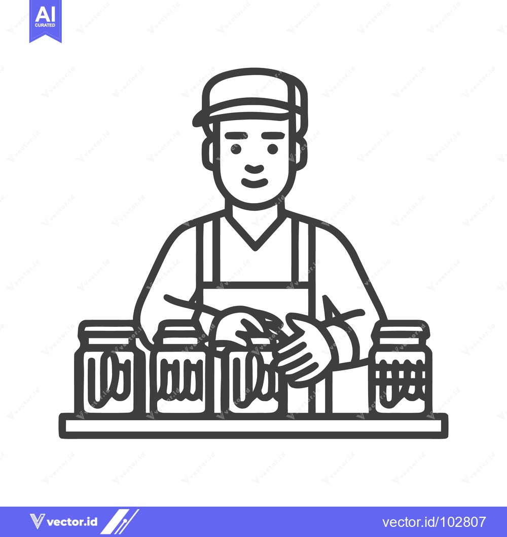 Premium Vector of Smiling Artisan Packaging Jars in Minimalist Line Art Icon Style