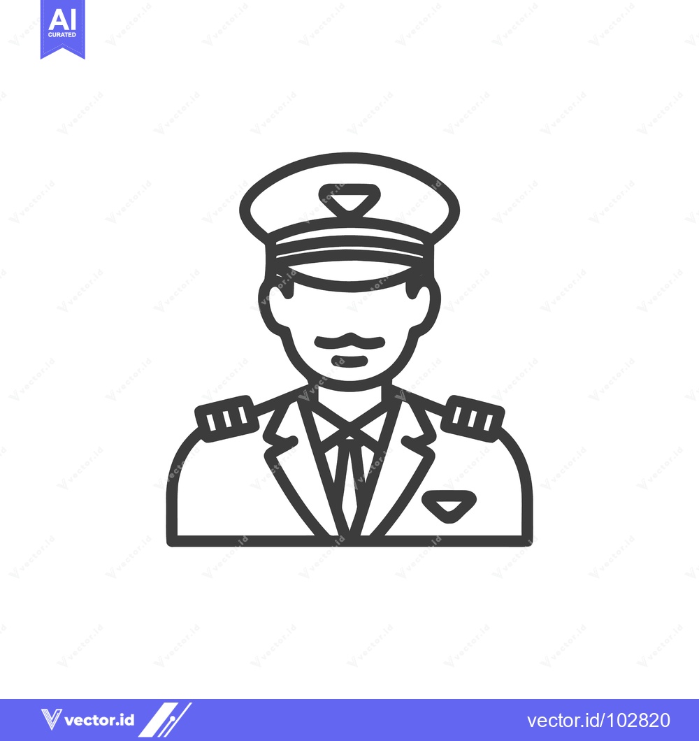 Premium Vector dari Minimalist Line Art Pilot or Captain Icon with Uniform and Cap, Profes