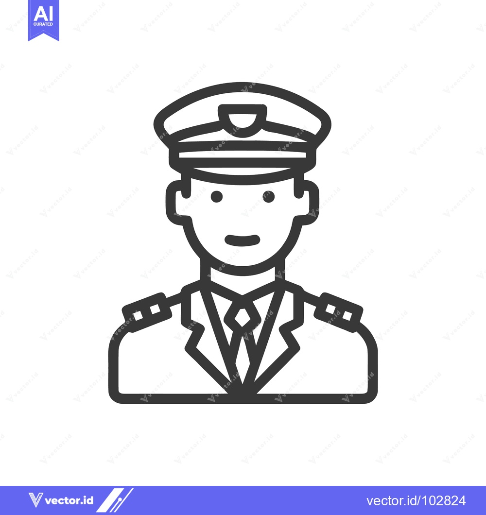 Premium Vector dari Smiling Male Pilot or Captain in Uniform Line Art Icon