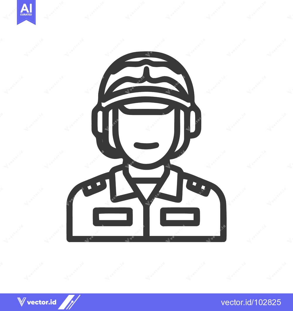 Premium Vector dari Professional Pilot or Aviator in Uniform Line Art Icon, Smiling Charac
