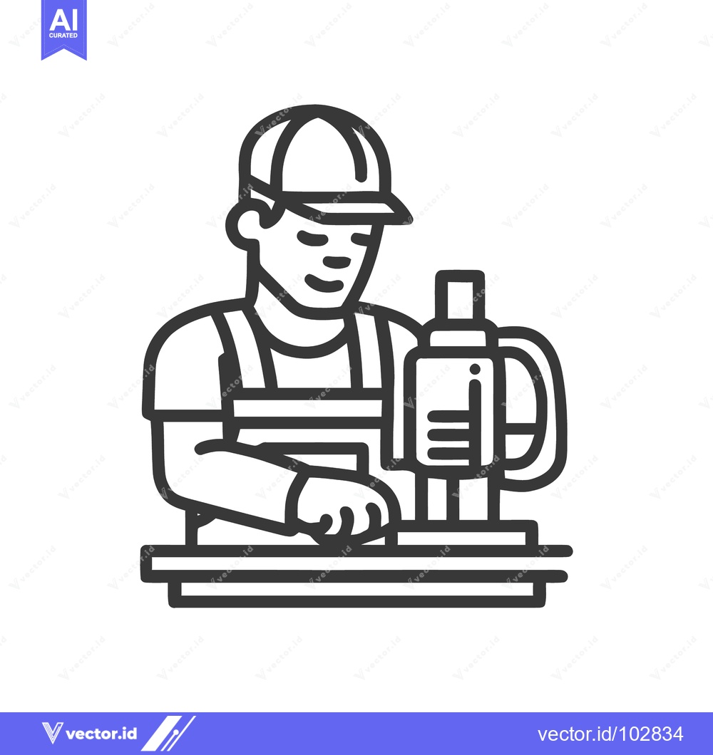 Premium Vector of Skilled Seamster or Tailor Operating a Sewing Machine - Minimalist Lin