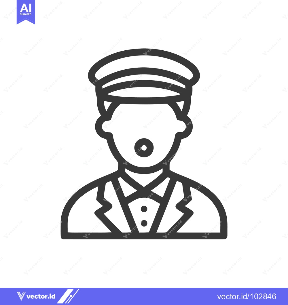 Premium Vector dari Minimalist Line Art Icon of a Uniformed Pilot or Captain Bust