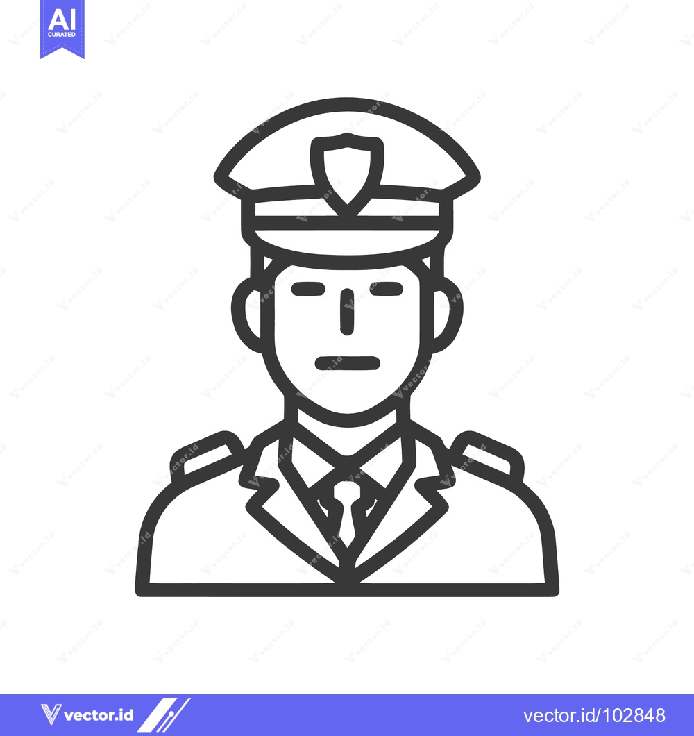 Premium Vector of Minimalist Line Icon of Authority Figure in Uniform, Police Officer, P