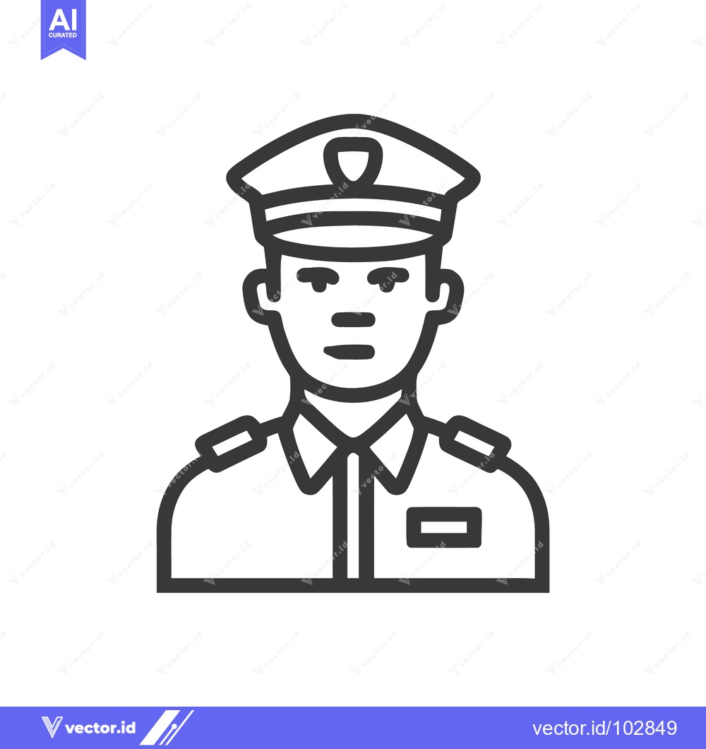 Premium Vector of Stylized Vector Outline Icon of a Male Police or Security Officer in U