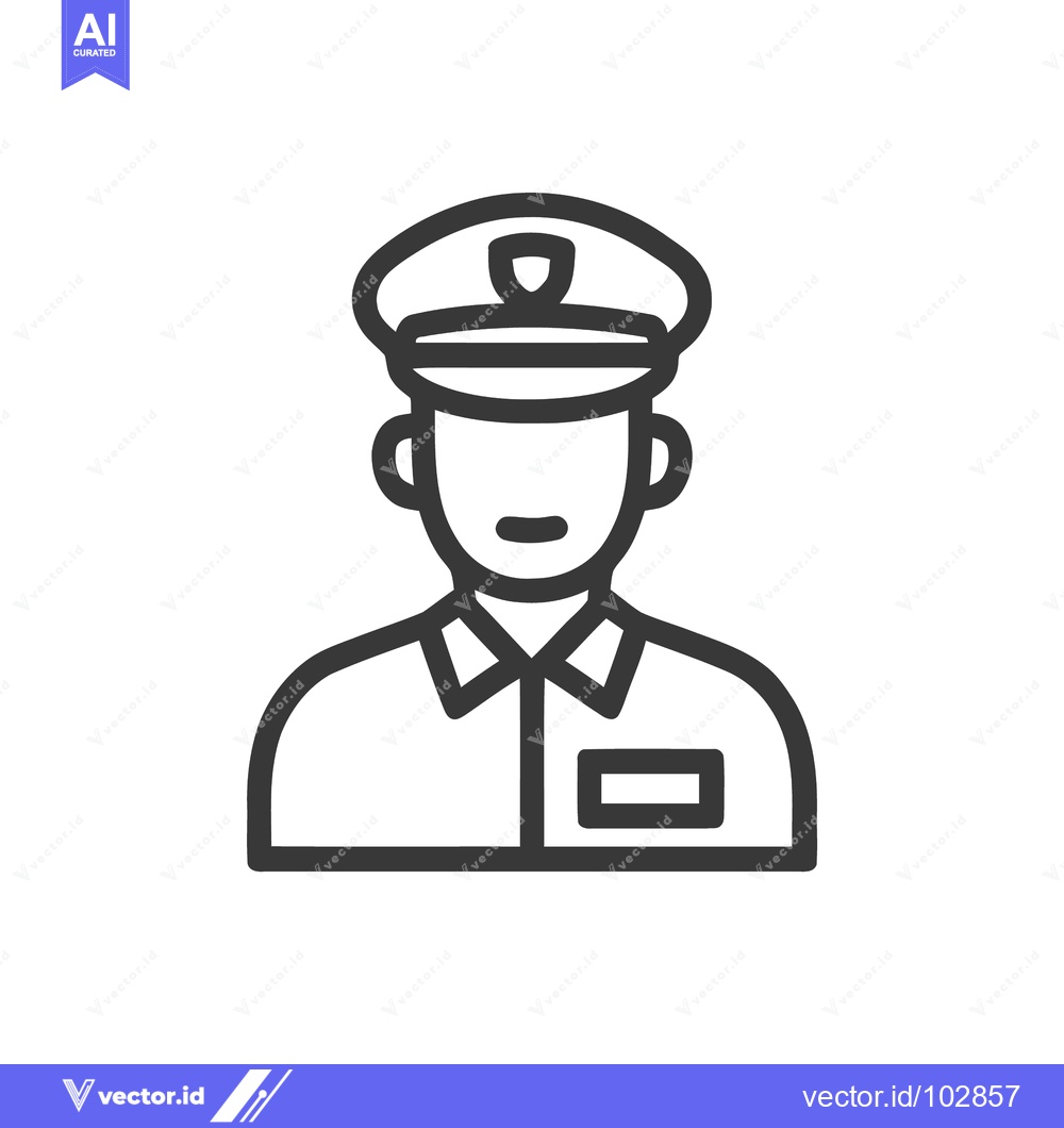 Premium Vector dari Clean Vector Outline of Uniformed Professional with Peaked Cap Icon