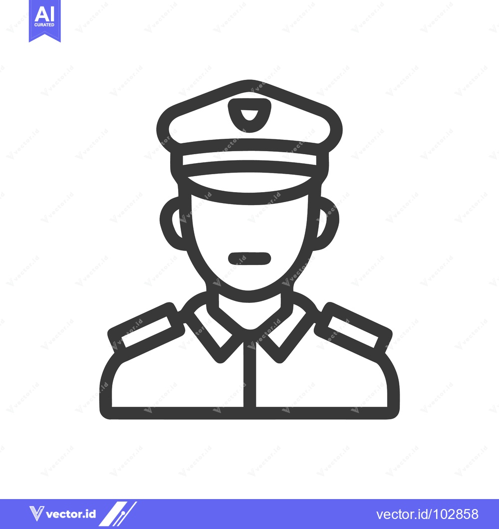 Premium Vector dari Professional Uniformed Officer Icon: Minimalist Line Art Avatar with C