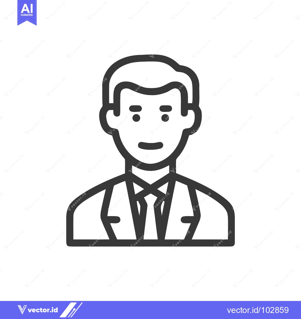 Premium Vector of Minimalist Line Icon of a Professional Man in Suit and Tie, Ideal for