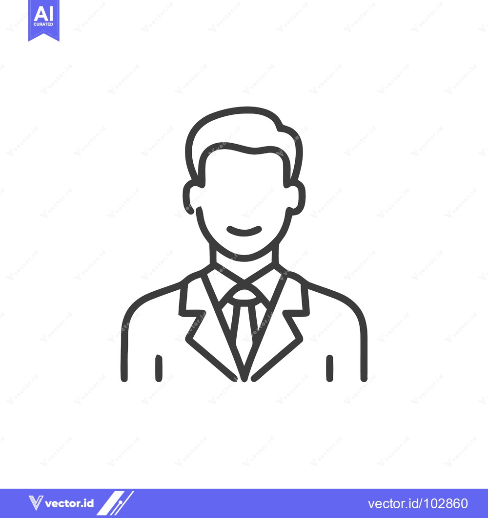 Premium Vector dari Minimalist Line Icon of Smiling Businessman in Suit for User Profile A