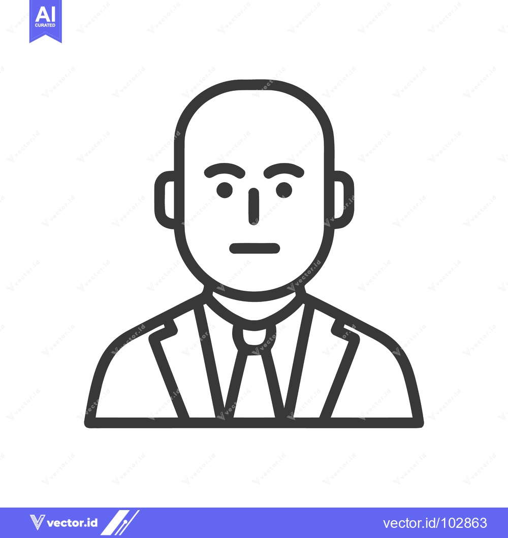 Premium Vector dari Generic Bald Man in Suit and Tie Line Art Icon for Business Profile