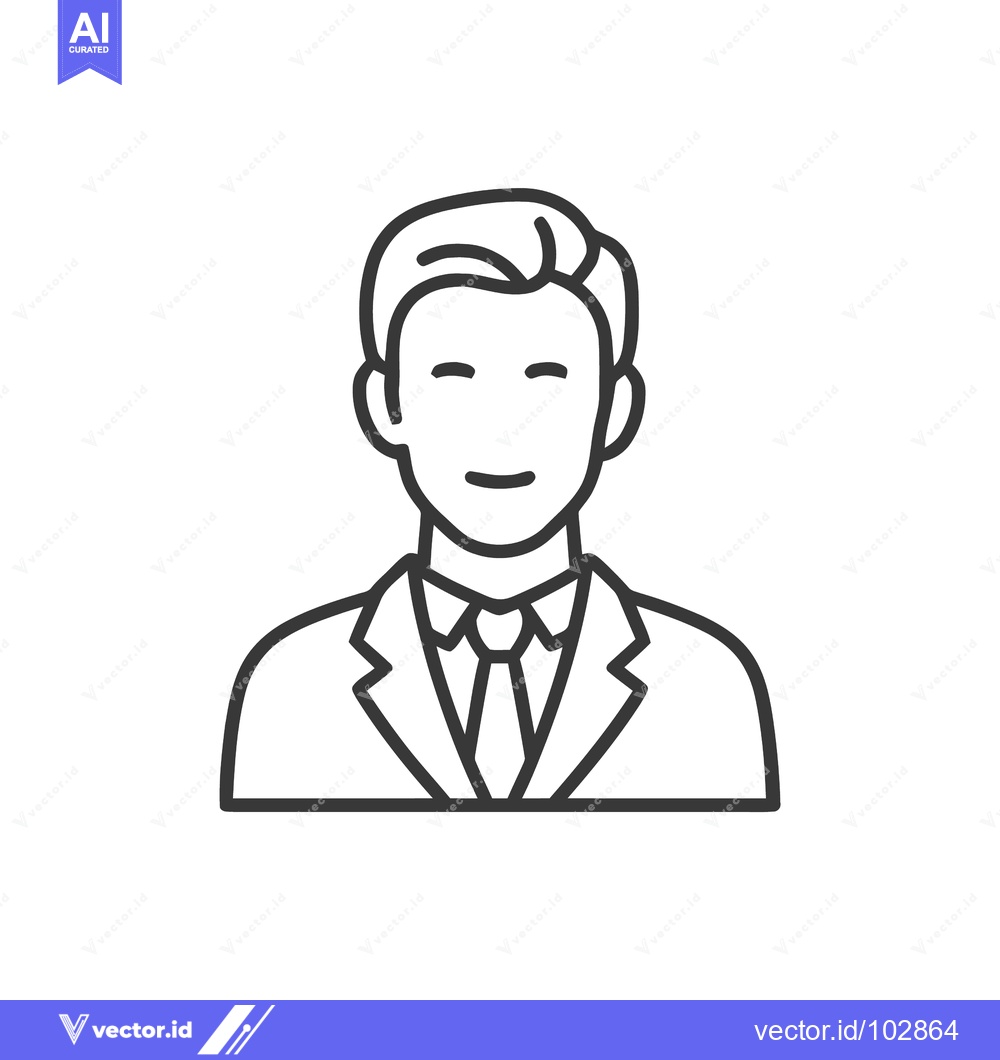 Premium Vector dari Clean Line Art Icon of Smiling Professional Man in Suit, Minimalist Ve