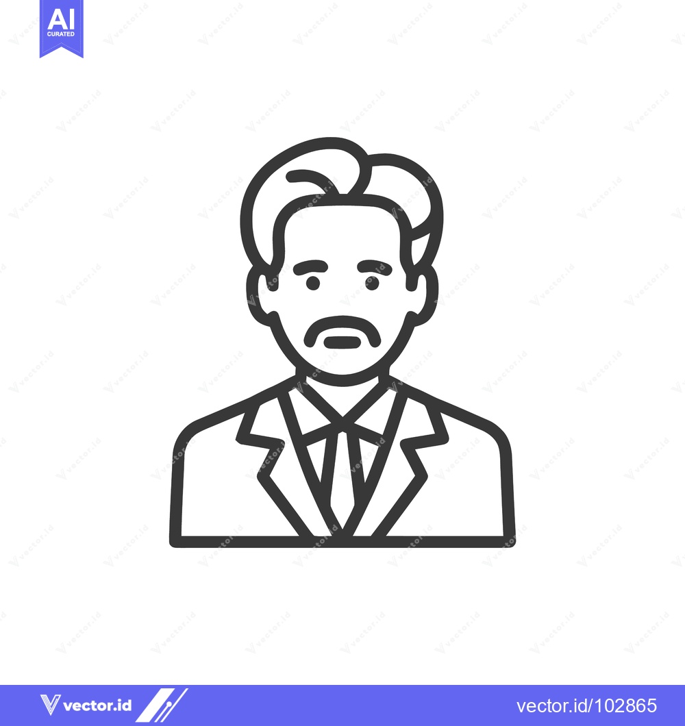 Premium Vector dari Minimalist Line Art Icon of Professional Man with Mustache and Suit, C