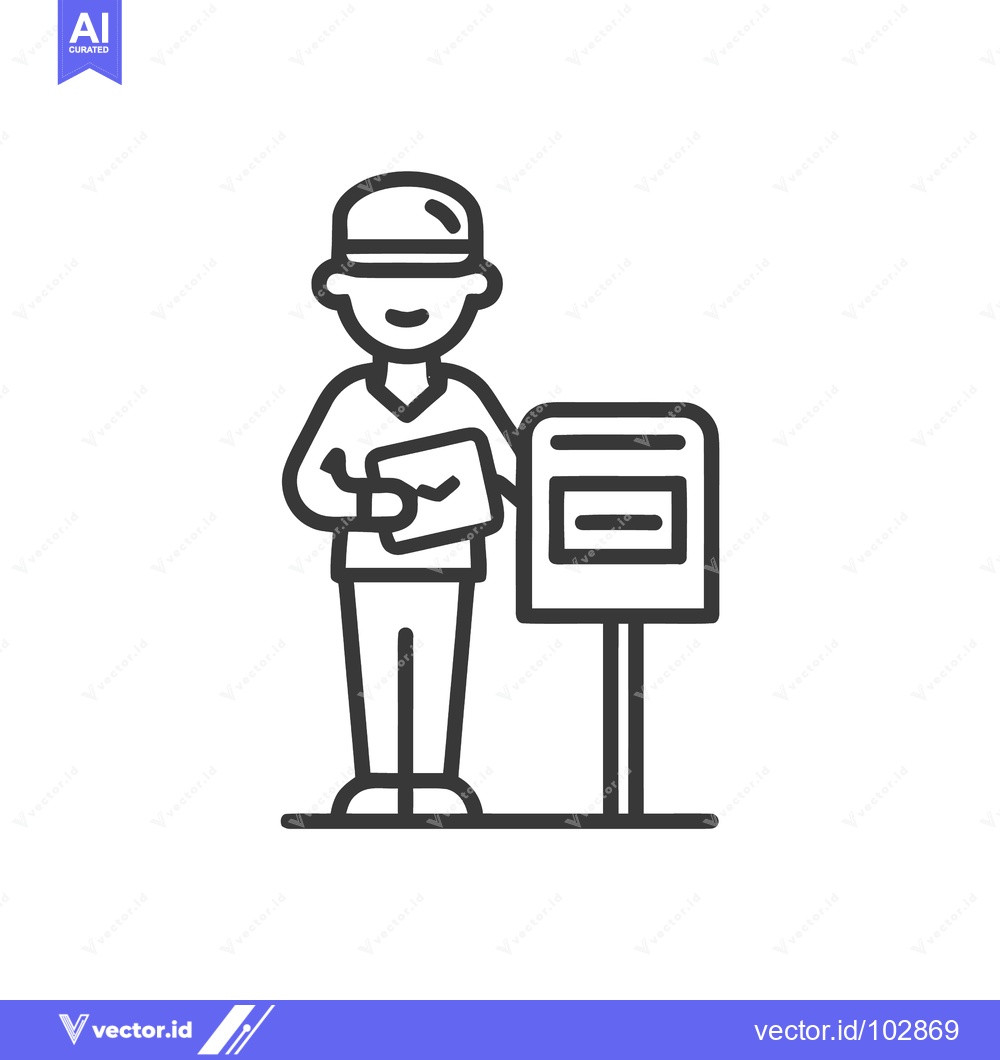 Premium Vector dari Minimalist Line Art Icon of Mail Carrier or Person Sending Letter at P