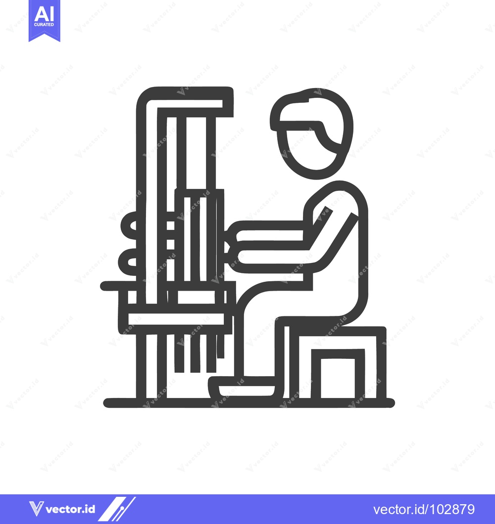 Premium Vector dari Minimalist Line Icon of Person Weaving Fabric on a Loom, Representing