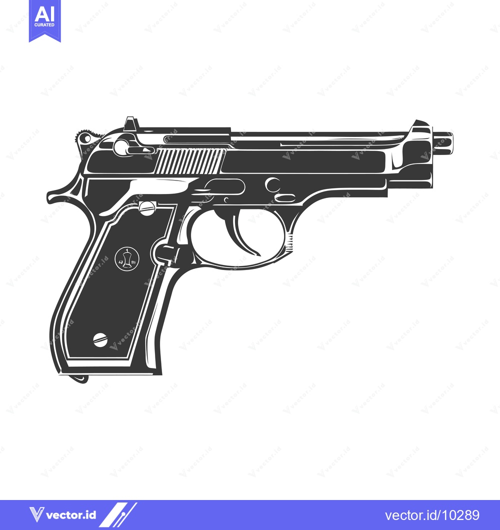 Premium Vector of A Black and White Illustration of a Handgun