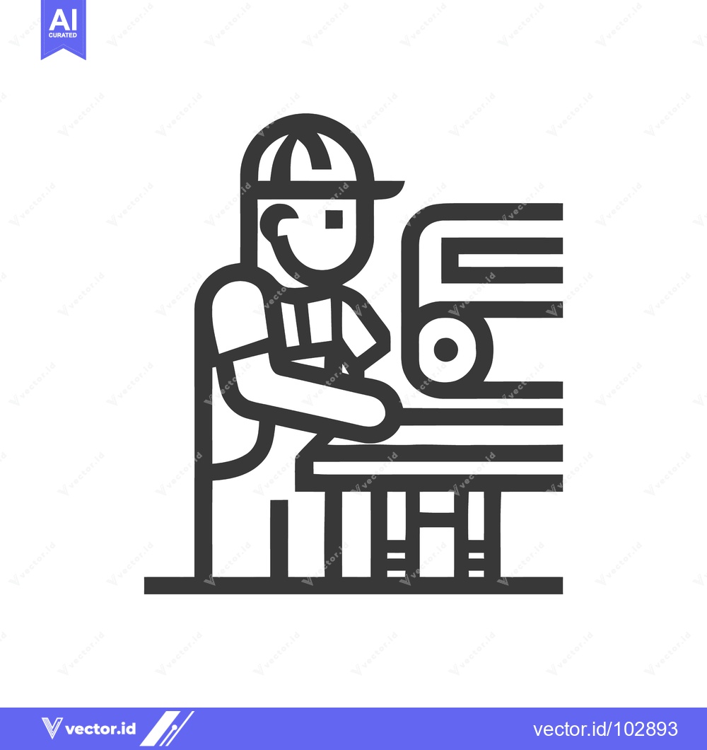 Premium Vector dari Monochrome Vector Icon of Skilled Worker Operating Industrial Producti