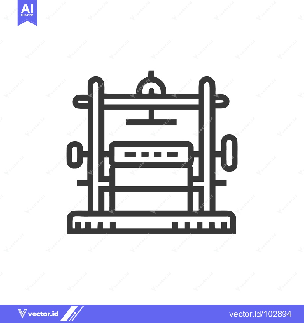Premium Vector dari Minimalist Line Icon of Traditional Textile Weaving Loom Machine for F