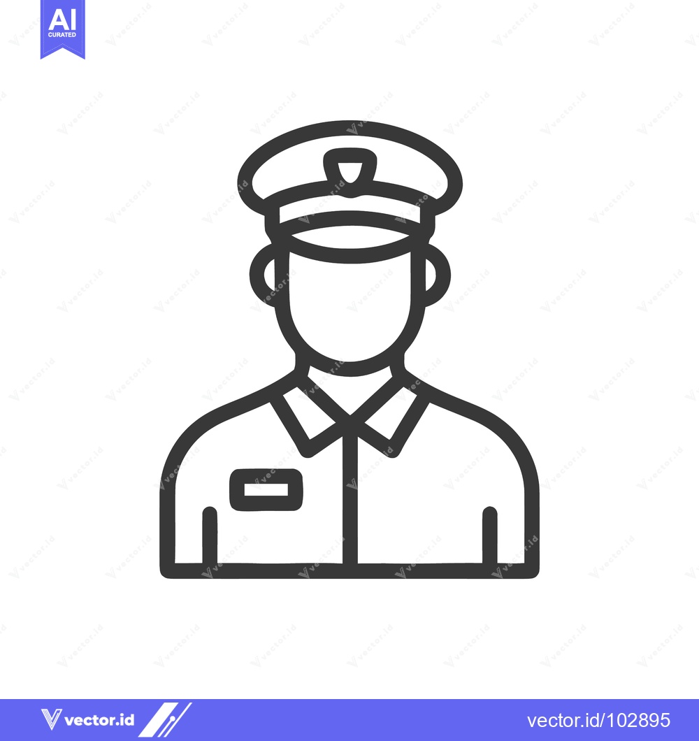 Premium Vector dari Minimalist Line Art Icon of Police Officer or Security Guard in Unifor
