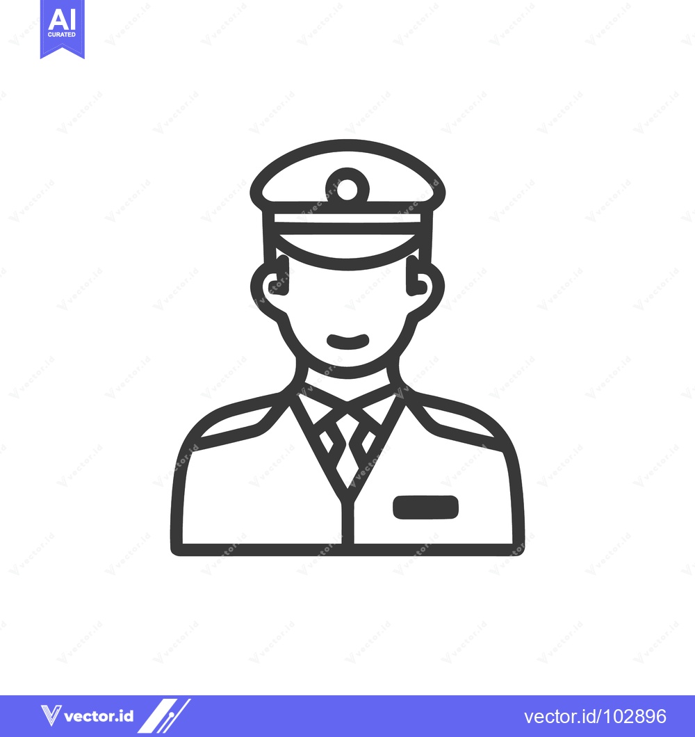 Premium Vector dari Clean Line Art Icon of Professional in Uniform with Peaked Cap, Symbol