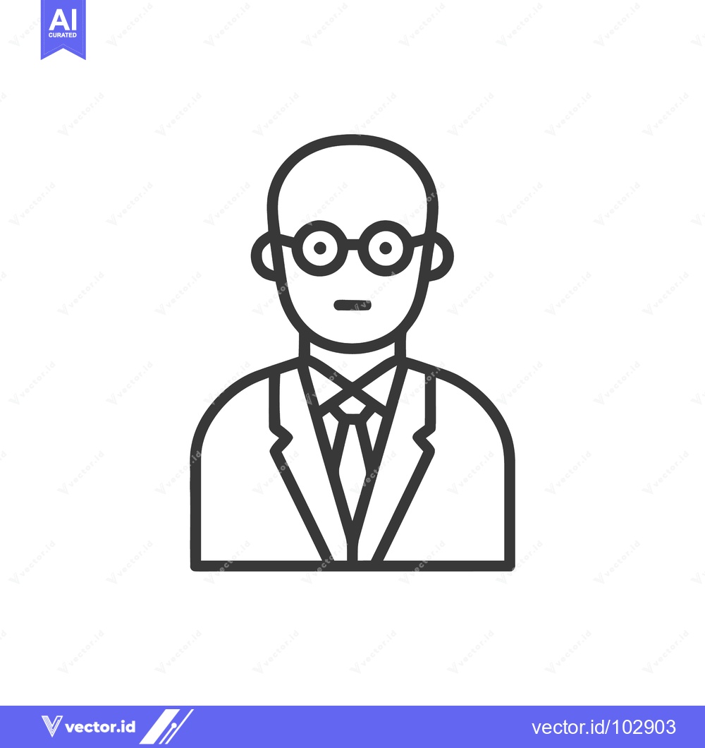 Premium Vector dari Monochromatic Line Art of Bald Man in Business Suit and Round Glasses,