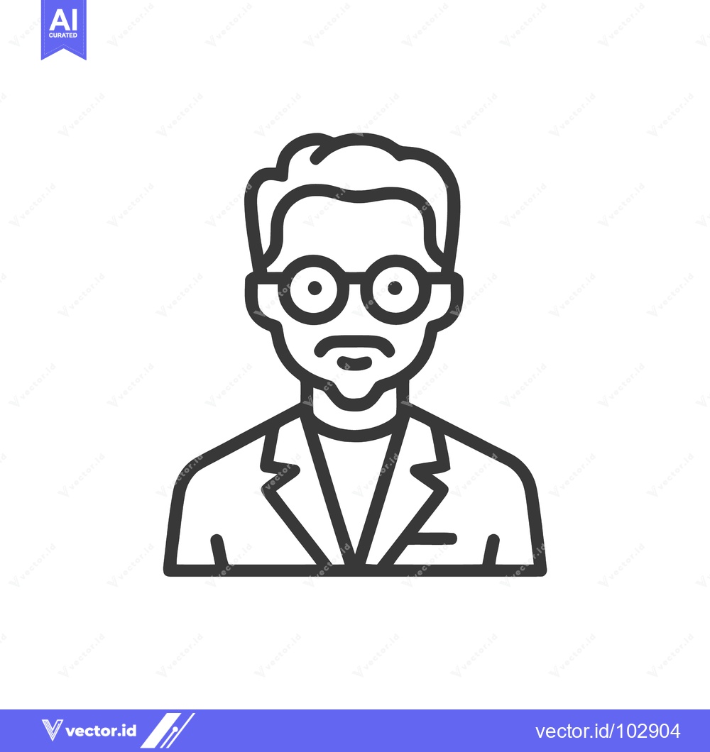 Premium Vector dari Minimalist Line Art Avatar of Intellectual Man with Round Glasses and