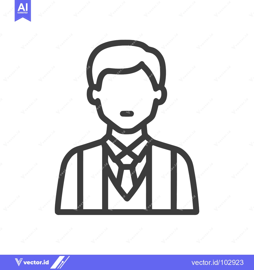 Premium Vector of Minimalist Line Icon of Professional Man in Suit and Tie, Generic Busi