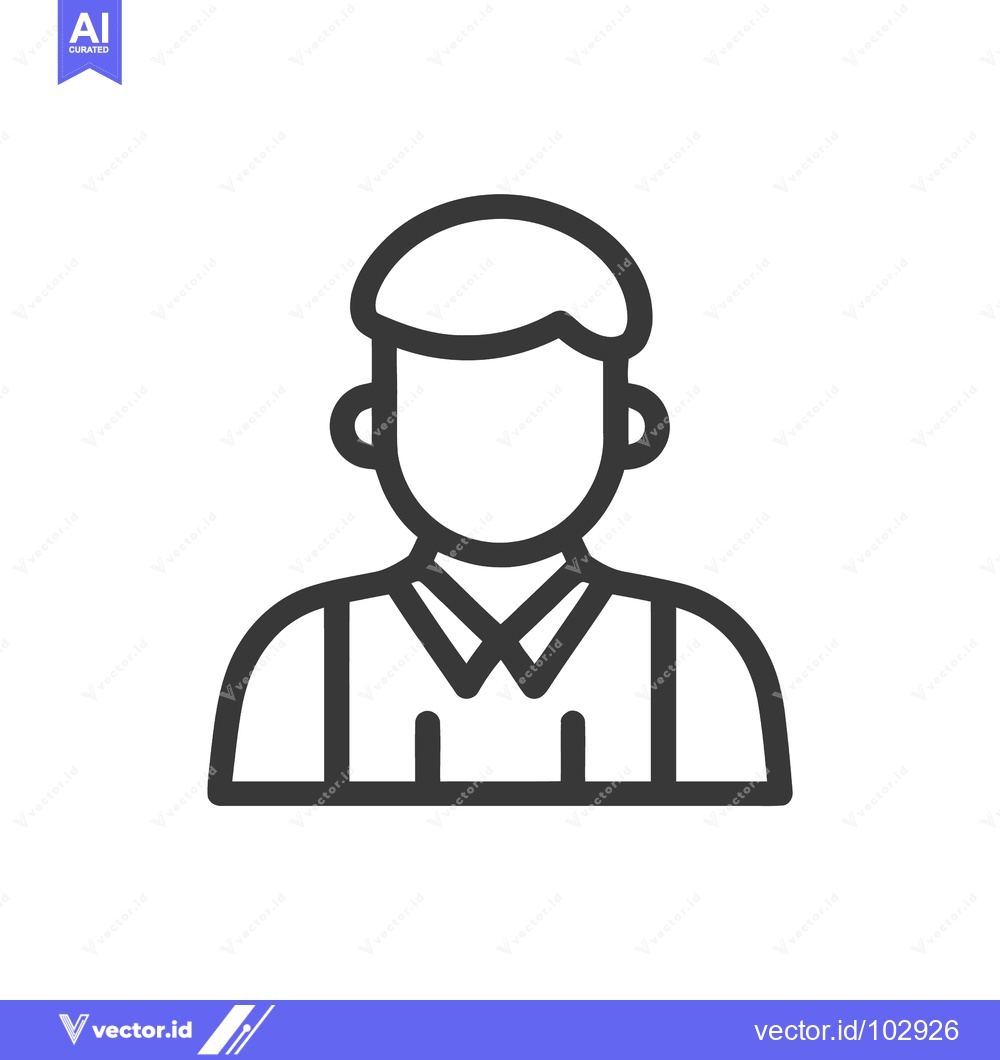 Premium Vector of Clean Line Art Icon of a Generic Male User Profile or Avatar, Ideal fo