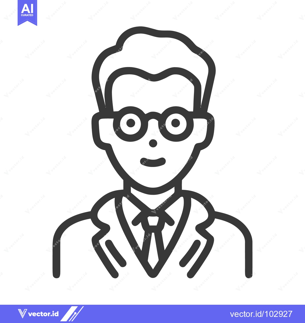 Premium Vector dari Clean Line Art Icon of a Smiling Professional Man in Glasses and Suit