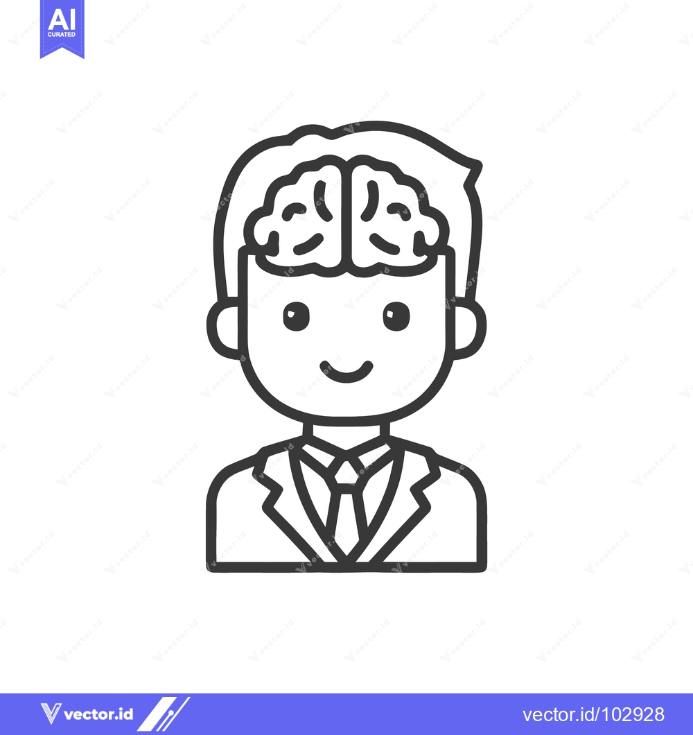 Premium Vector dari Minimalist Line Art Icon: Smart Businessman with Exposed Brain Symboli