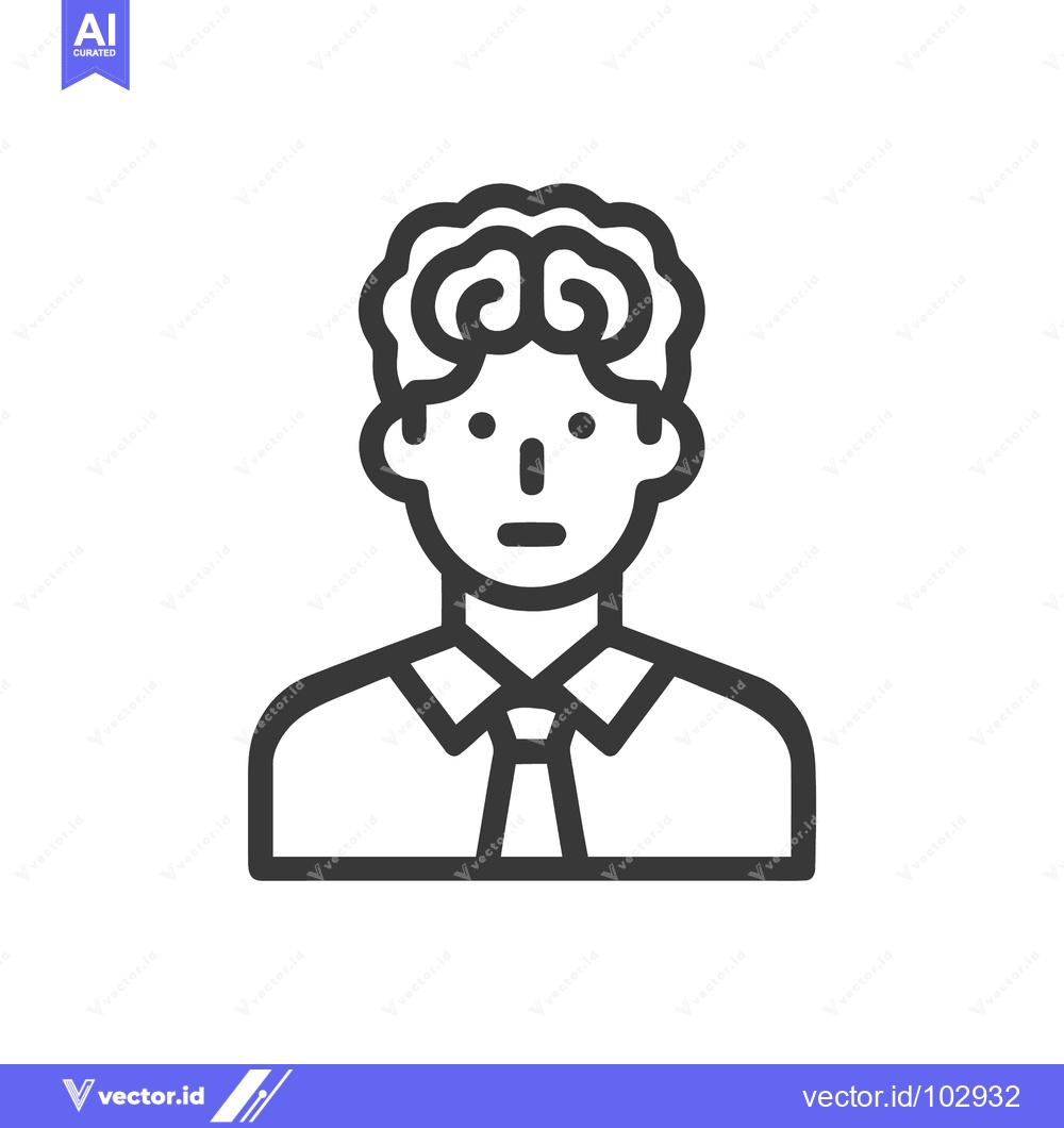 Premium Vector of Minimalist Line Icon: Smart Business Person with Brain, Symbolizing In