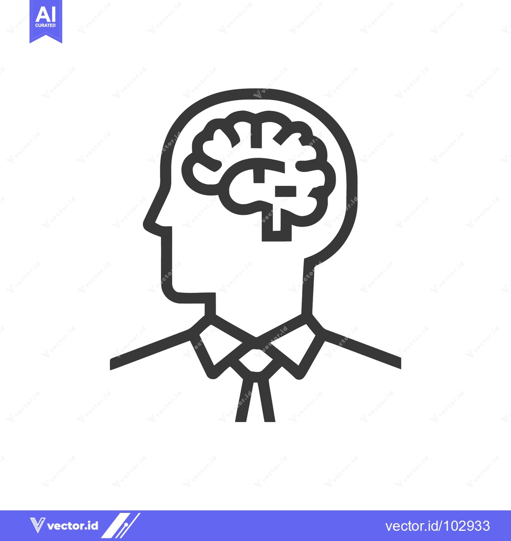 Premium Vector dari Human Head with Brain and Plus Minus Signs Icon: Mental Health, Thinki